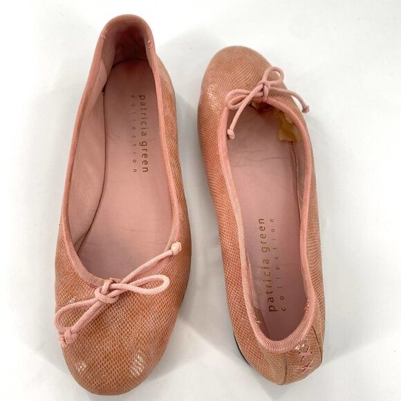 Patricia Green Ballet Flat Snake-Skin Bowtie Pink Size 7.5M - Picture 6 of 10